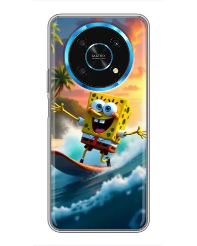 Чехол для Huawei Honor Magic 5 Lite 5G с картинкой «Губка Боб серфингист»