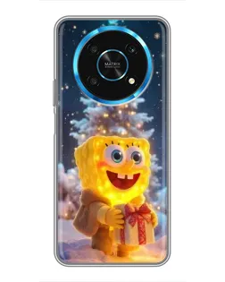 Чехол для Huawei Honor Magic 5 Lite 5G с картинкой «Рождественский Спанч Боб»