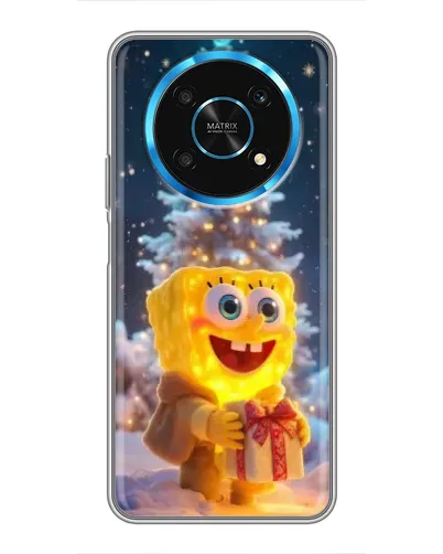 Чехол для Huawei Honor Magic 5 Lite 5G с картинкой «Рождественский Спанч Боб»