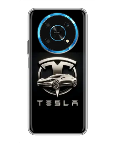 Чехол для Huawei Honor Magic 5 Lite 5G с картинкой «Tesla — серебристое авто»