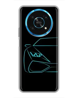 Чехол для Huawei Honor Magic 5 Lite 5G с картинкой «Голубой силуэт Lamborghini»