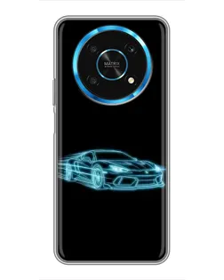 Чехол для Huawei Honor Magic 5 Lite 5G с картинкой «Неоновый контур Lamborghini»