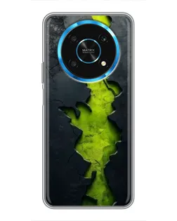 Чехол для Huawei Honor Magic 5 Lite 5G с картинкой «Салатовый разлом скалы»