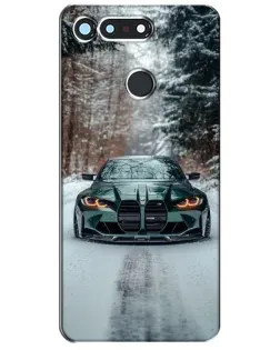 Чехол для Huawei Honor View 20 / V20 с картинкой «BMW в зимнем лесу»