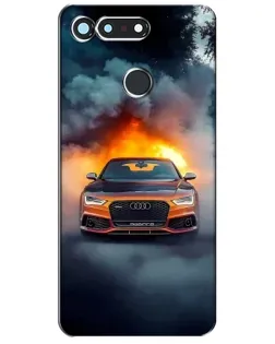 Чехол для Huawei Honor View 20 / V20 с картинкой «Audi в огненном дыму»