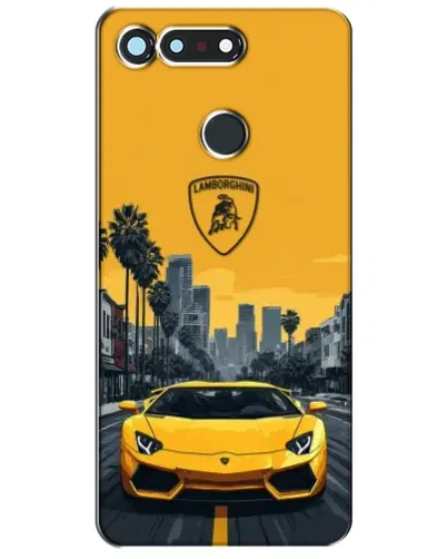 Чехол для Huawei Honor View 20 / V20 с картинкой «Желтый Lamborghini город»