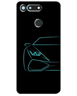 Чехол для Huawei Honor View 20 / V20 с картинкой «Голубой силуэт Lamborghini»