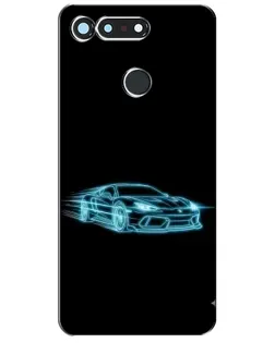 Чехол для Huawei Honor View 20 / V20 с картинкой «Неоновый контур Lamborghini»