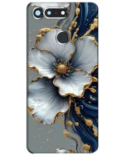 Чехол для Huawei Honor View 20 / V20 с картинкой «Белый цветок и золотой флюид»