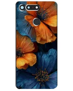 Чехол для Huawei Honor View 20 / V20 с картинкой «Яркая сине-оранжевая флора»