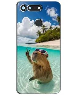 Чехол для Huawei Honor View 20 / V20 с картинкой «Капибара на море»