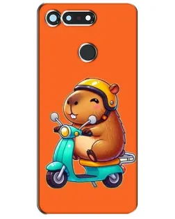 Чехол для Huawei Honor View 20 / V20 с картинкой «Капибара на скутере»