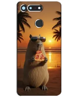 Чехол для Huawei Honor View 20 / V20 с картинкой «Капибара с пиццей»