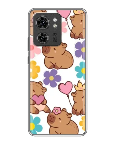 Чехол для Huawei Enjoy 90 Plus с картинкой «Цветочный паттерн капибар»