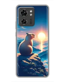 Чехол для Huawei Enjoy 90 Plus с картинкой «Закат солнца с капибарой»