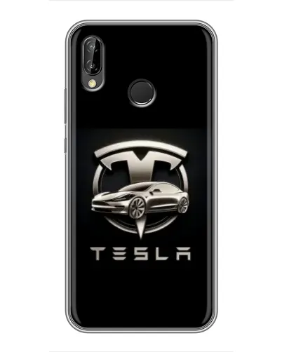 Чехол для Huawei Honor 10 Lite с картинкой «Tesla — серебристое авто»