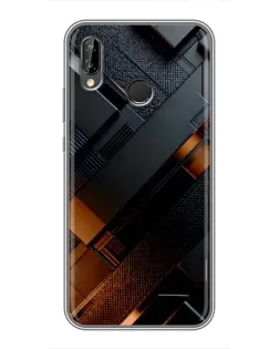 Чехол для Huawei Honor 10 Lite с картинкой «Черные геометрические блоки»