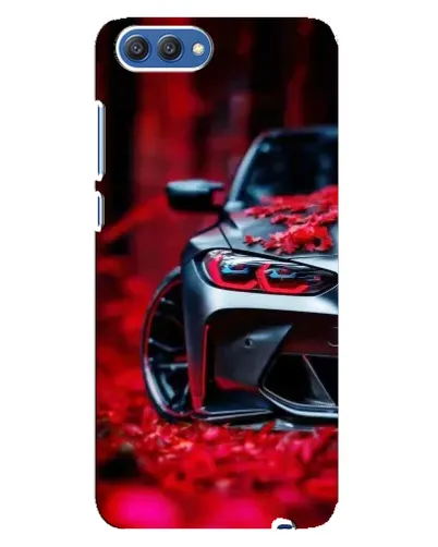 Чехол для Huawei Honor 10 (COL-AL00) с картинкой «Спортивная BMW и цветы»