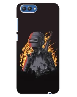 Чехол для Huawei Honor 10 (COL-AL00) с картинкой «PUBG — огненный силуэт»