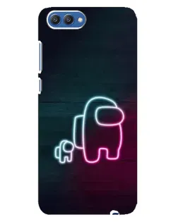 Чехол для Huawei Honor 10 (COL-AL00) с картинкой «Among Us неон-арт»