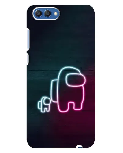 Чехол для Huawei Honor 10 (COL-AL00) с картинкой «Among Us неон-арт»