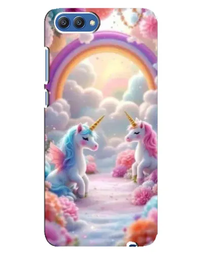 Чехол для Huawei Honor 10 (COL-AL00) с картинкой «Радуга и единороги»