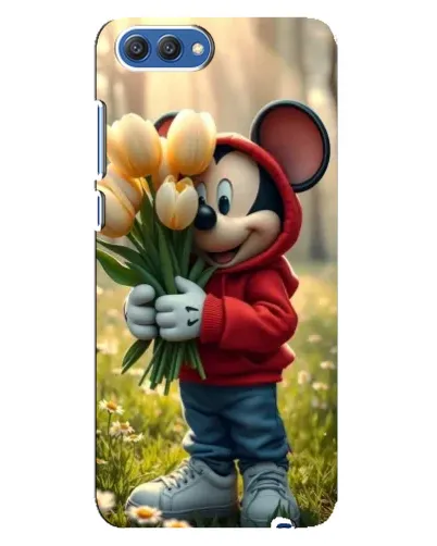 Чехол для Huawei Honor 10 (COL-AL00) с картинкой «Микки с тюльпанами»