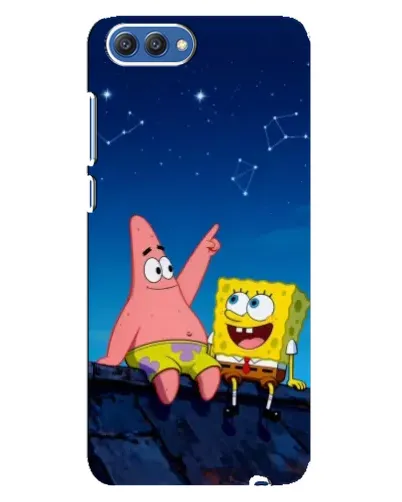 Чехол для Huawei Honor 10 (COL-AL00) с картинкой «Губка Боб и Патрик ночью»