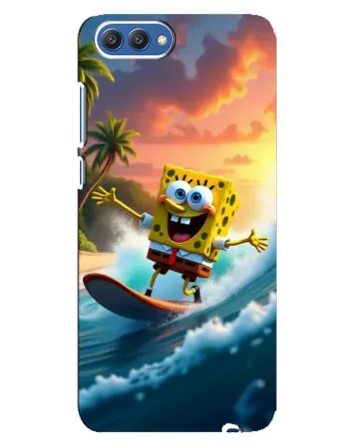 Чехол для Huawei Honor 10 (COL-AL00) с картинкой «Губка Боб серфингист»
