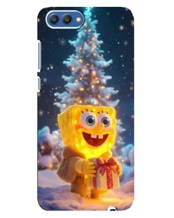Чехол для Huawei Honor 10 (COL-AL00) с картинкой «Рождественский Спанч Боб»