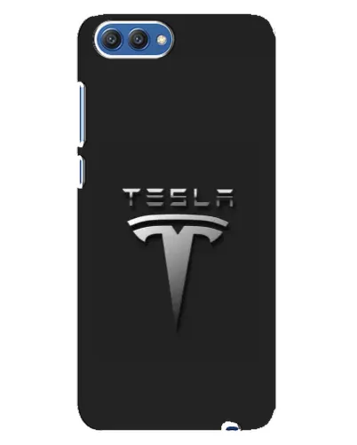 Чехол для Huawei Honor 10 (COL-AL00) с картинкой «Стальной логотип Tesla»