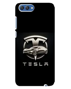 Чохол для Huawei Honor 10 (COL-AL00) з картинкою «Tesla — срібне авто»