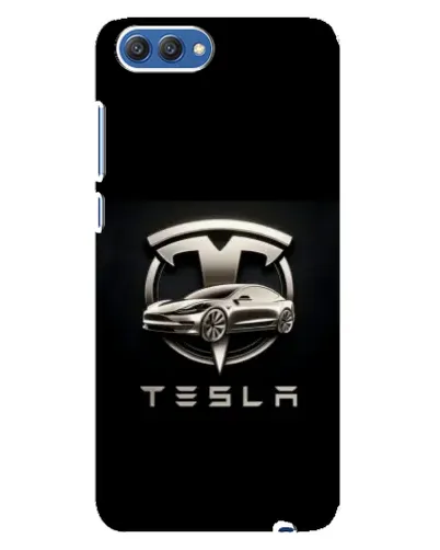 Чехол для Huawei Honor 10 (COL-AL00) с картинкой «Tesla — серебристое авто»