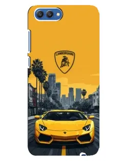 Чохол для Huawei Honor 10 (COL-AL00) з картинкою «Жовтий Lamborghini місто»