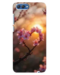 Чохол для Huawei Honor 10 (COL-AL00) з картинкою «Рожевий цвіт  сердечко на тлі заходу»