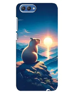 Чехол для Huawei Honor 10 (COL-AL00) с картинкой «Закат солнца с капибарой»