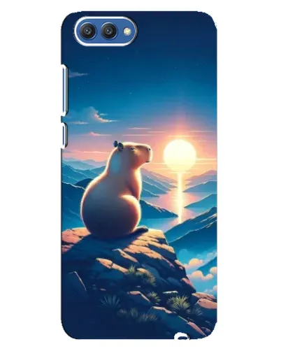 Чехол для Huawei Honor 10 (COL-AL00) с картинкой «Закат солнца с капибарой»
