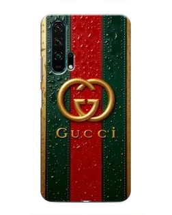 Чехол для Huawei Honor 20 Pro с картинкой «Gucci — фирменная полоса и золото»