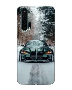 Чехол для Huawei Honor 20 Pro с картинкой «BMW в зимнем лесу»