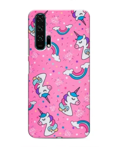 Чехол для Huawei Honor 20 Pro с картинкой «Unicorn паттерн розовый»