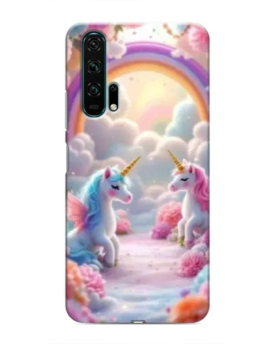 Чехол для Huawei Honor 20 Pro с картинкой «Радуга и единороги»