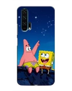 Чехол для Huawei Honor 20 Pro с картинкой «Губка Боб и Патрик ночью»