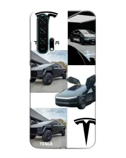 Чехол для Huawei Honor 20 Pro с картинкой «Коллаж Cybertruck Tesla»