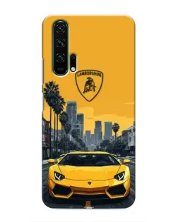 Чехол для Huawei Honor 20 Pro с картинкой «Желтый Lamborghini город»