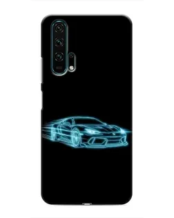 Чехол для Huawei Honor 20 Pro с картинкой «Неоновый контур Lamborghini»