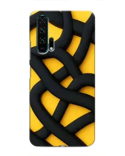 Чехол для Huawei Honor 20 Pro с картинкой «Черное желтое переплетение»