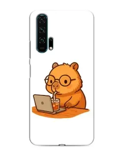 Чехол для Huawei Honor 20 Pro с картинкой «Капибара с ноутбуком»