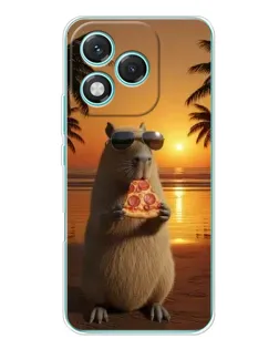 Чехол для Huawei Honor 400 Lite с картинкой «Капибара с пиццей»