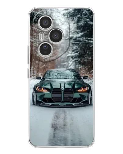Чехол для Huawei Honor 400 Pro с картинкой «BMW в зимнем лесу»