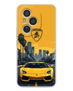 Чехол для Huawei Honor 400 Pro с картинкой «Желтый Lamborghini город»